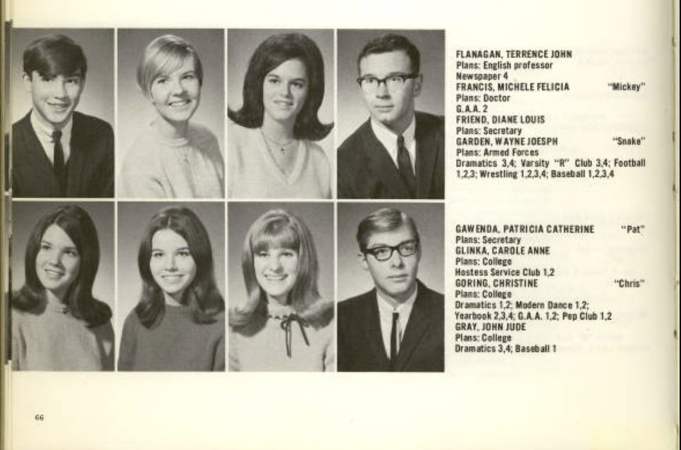 Yearbook page from 1968